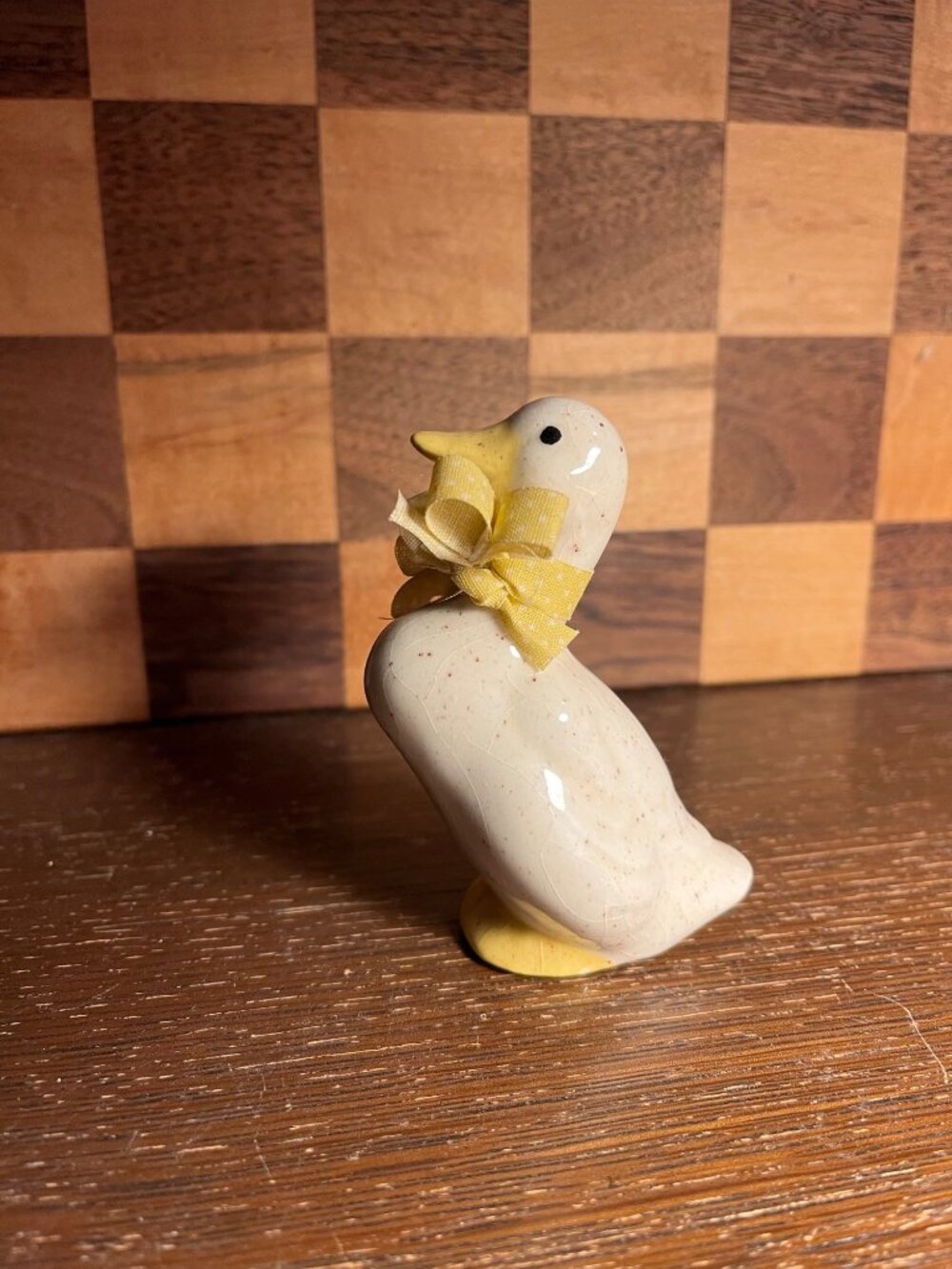 Ceramic Duck with Bow, A1171, Chip on Beak, Base